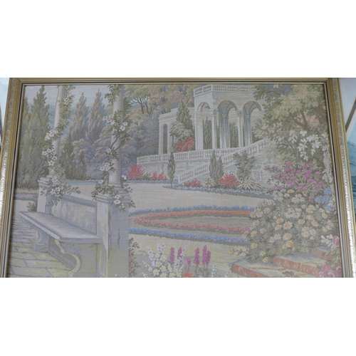 2121 - 2 Framed tapestries