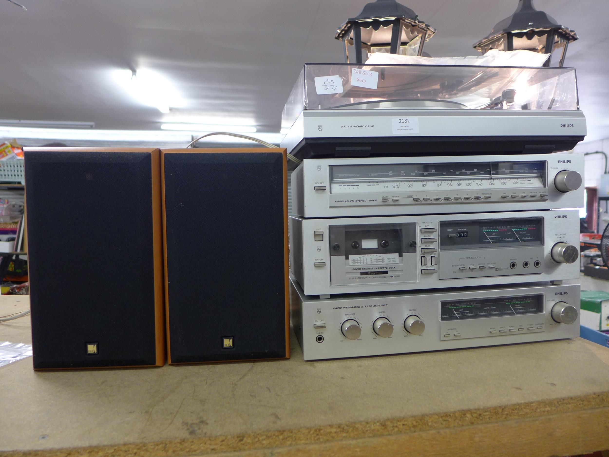 Miscellaneous goods murderer prefer Philips F7114 Synchro Drive turntable, Philips F2213 AM-FM stereo tuner,  Philips F6210 stereo tape d