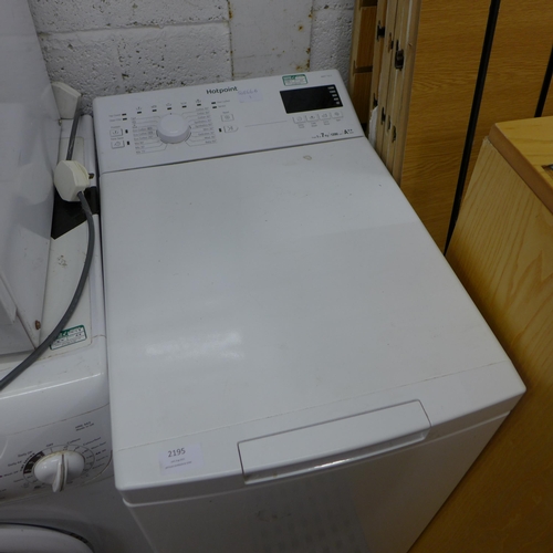 2195 - Hotpoint top loader 7kg, 1200rpm washing machine (WMTF722H) - W