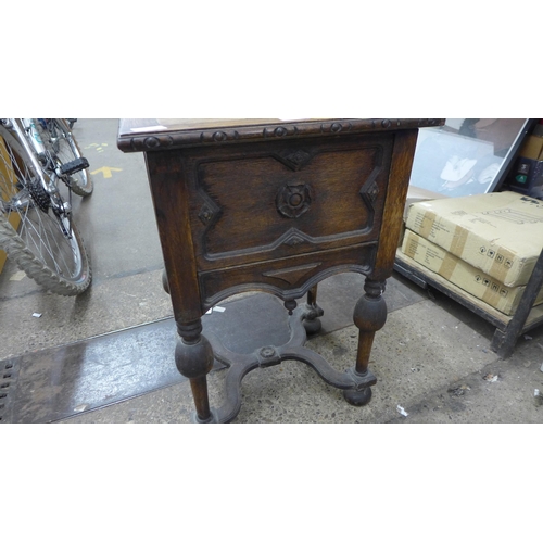 2196 - Antique sewing table with large qty. of sewing items