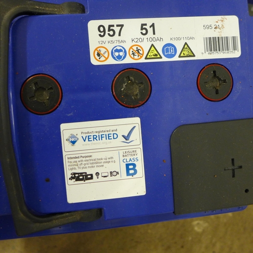 2418 - Two 12v leisure batteries, 100AH per battery, fully charged