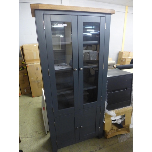 1996 - A Hampshire blue painted oak display cabinet Damaged front and top. (KEL P-37-73) * this lot is subj... 