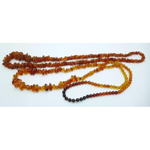 1297 - Two amber necklaces