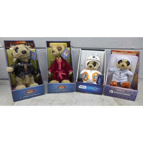 1126 - Four Yakov's Toyshop Meercat soft toy collectables **PLEASE NOTE THIS LOT IS NOT ELIGIBLE FOR POSTIN... 