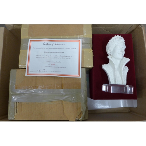 1140 - Three busts of Diana Princess of Wales, with boxes **PLEASE NOTE THIS LOT IS NOT ELIGIBLE FOR POSTIN... 