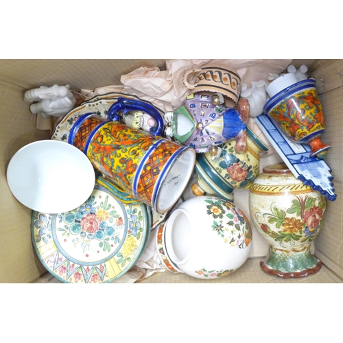 1141 - Three boxes of china including a Kent pattern tea service, Royal Albert Encore tea ware, Italian cer... 