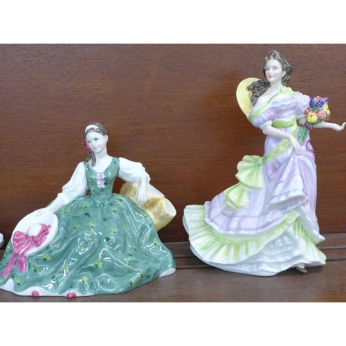 608 - Three Royal Doulton figures; Ninette, Elyse and Summertime