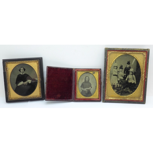 632 - Three Ambrotype framed photographs