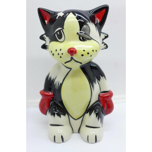 634 - A Lorna Bailey Ali the Cat, 15cm, signed on the base