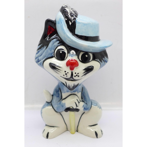 640 - A Lorna Bailey Porthos the Cat, one of the Three Musketeers Collection, signed on the base