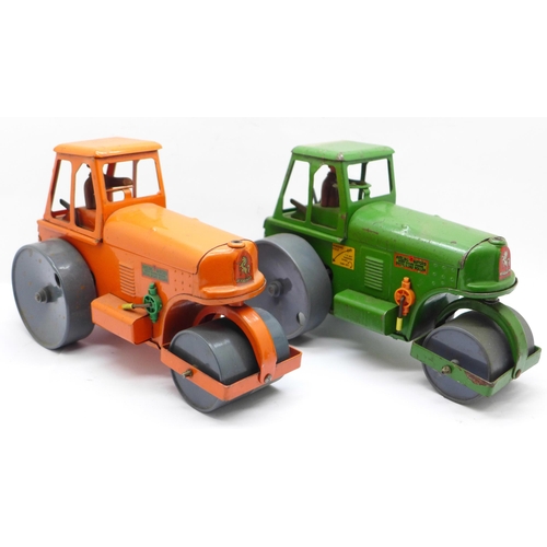 642 - Two Tri-ang Minic Toys model Aveling Barford Diesel Road Rollers