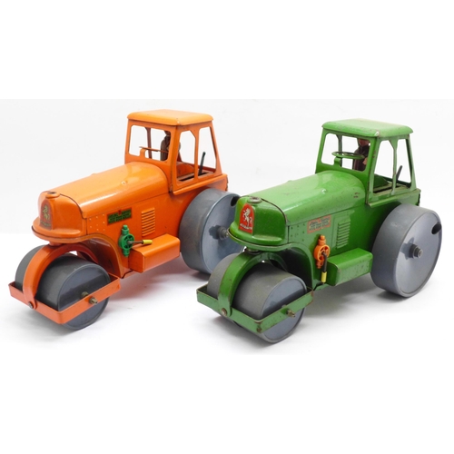 642 - Two Tri-ang Minic Toys model Aveling Barford Diesel Road Rollers