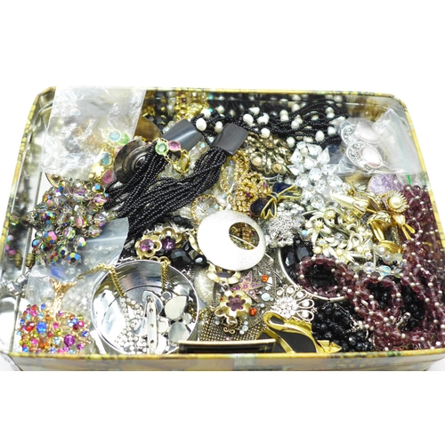 648 - Modern costume jewellery, paste set necklaces, bead necklaces, bangles, pocket watch, etc.