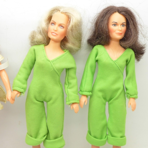 654 - Two original 1970's dolls, Abba Agnetha and Frida, and two original 1970's Charlie's Angels