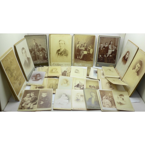 664 - A collection of Victorian photographs consisting of 150 carte de visite and 50 cabinet cards