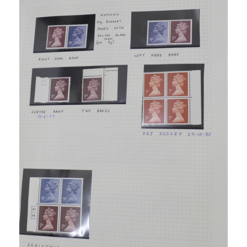 679 - Stamps; specialist unmounted mint GB Machin collection in album, noted ½p side band, face value alon... 