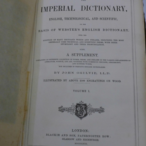 766 - Books; Imperial Dictionary, English, Technological and Scientific in two volumes with over 2500 wood... 