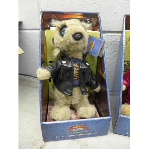 1126 - Four Yakov's Toyshop Meercat soft toy collectables **PLEASE NOTE THIS LOT IS NOT ELIGIBLE FOR POSTIN... 