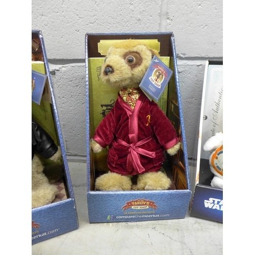 1126 - Four Yakov's Toyshop Meercat soft toy collectables **PLEASE NOTE THIS LOT IS NOT ELIGIBLE FOR POSTIN... 