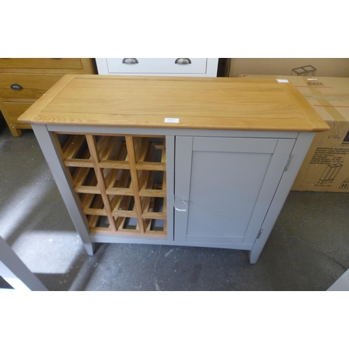 1448 - A Bergen grey painted oak one door wine cabinet  *This lot is subject to VAT