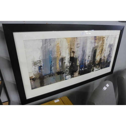 1467 - A Joanne Last framed print, Winter Metropolis, 100 x 50 (PPFPPR41260G44)   #