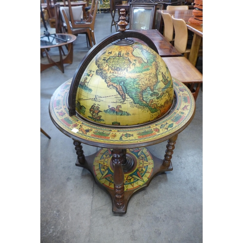 105 - A terrestrial globe cocktail cabinet/trolley