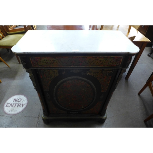 149 - A French Napoleon III Boulle work ebonised and marble topped pier cabinet