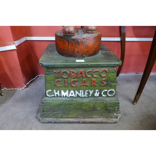 59 - A painted soft wood C.H. Manley & Co. Tobacco Cigars advertising figure, 187cms h