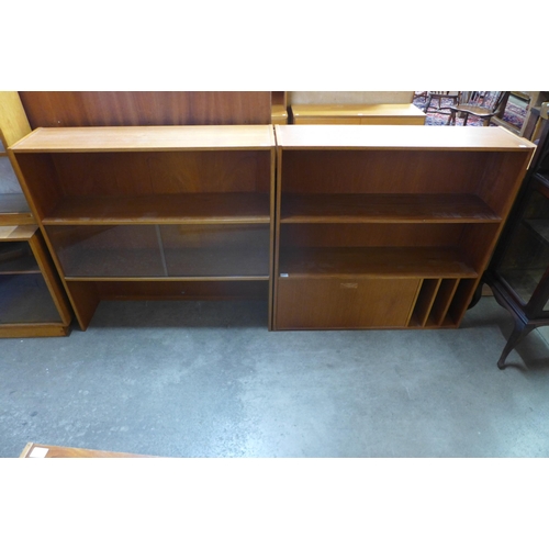 78 - A teak stereo cabinet and two bookcase tops