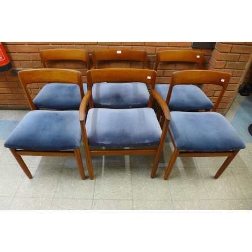 86 - A set of six Danish teak dining chairs