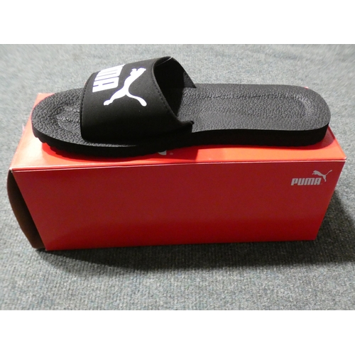 3057 - Pair of Puma 'Pure Cat' black and white sliders - UK 8 * This item is subject to VAT