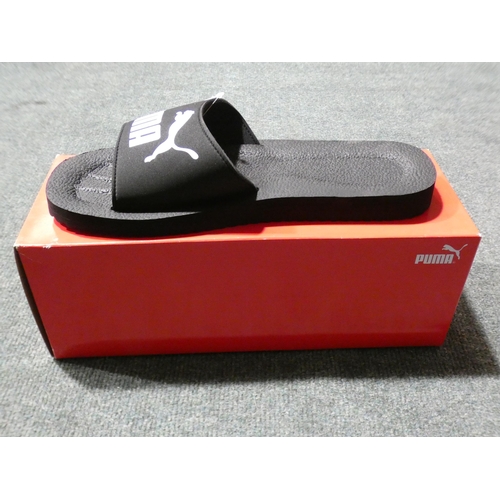 3058 - Pair of Puma 'Pure Cat' black and white sliders - UK 10 * This item is subject to VAT