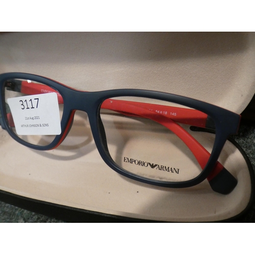 3117 - Pair of Emporio Armani EA 3164 5754 Blue/Red Plastic Glasses (54 x 18) (232-418) * This lot is subje... 