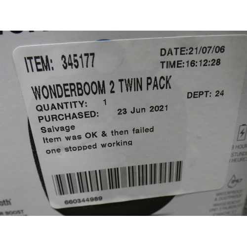 3118 - Two Wonderboom Black Wireless Speakers, Twin Pack, RRP £94.99 + VAT (232-429) * This lot is subject ... 