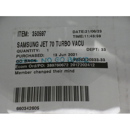 3177 - Samsung Jet 70 Turbo Vacuum Cleaner, RRP £249.99 + VAT  (232-255) * This lot is subject to VAT