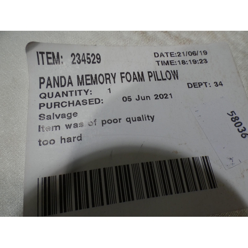 3276 - Panda Memory Foam Pillow With Bamboo Cover (232-130) * This lot is subject to VAT