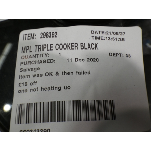 3295 - MPL Black Triple Slow Cooker (232-405) * This lot is subject to VAT