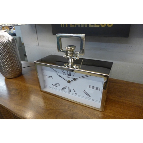 1369 - A rectangular nickel pocket watch clock, 26cm x 31cm (1728128)   #