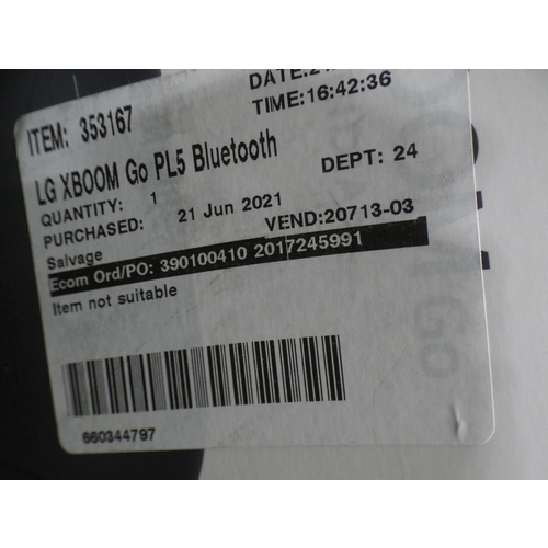 3130 - LG Xboom Go PL5 Bluetooth Portable Speaker (232-461) * This lot is subject to VAT