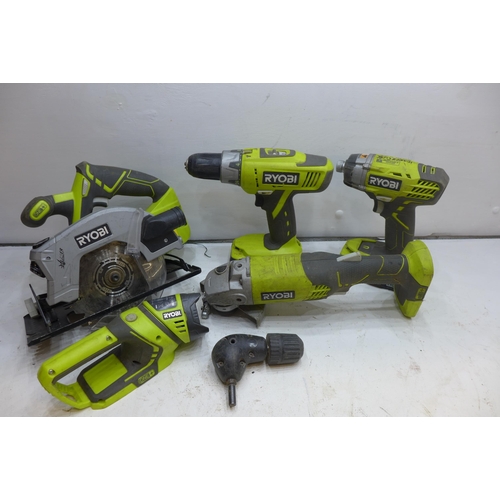 2047 - Bag of Ryobi rechargeable tools, impact driver, torch, drill and circular saw a/f