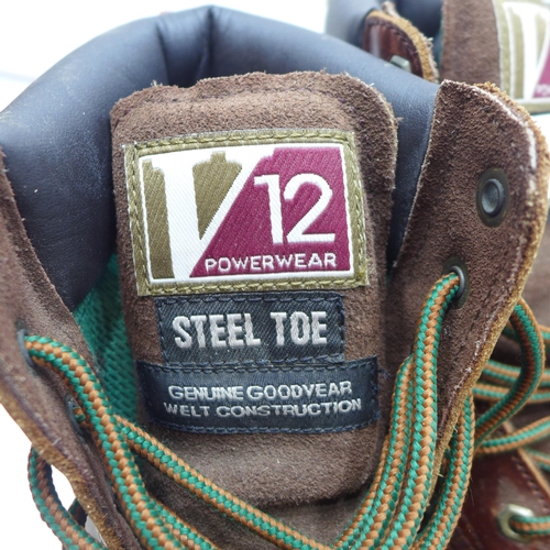 2122 - Pr. V12 Powerwear Boulder steel safety boots, size 10/EU 44