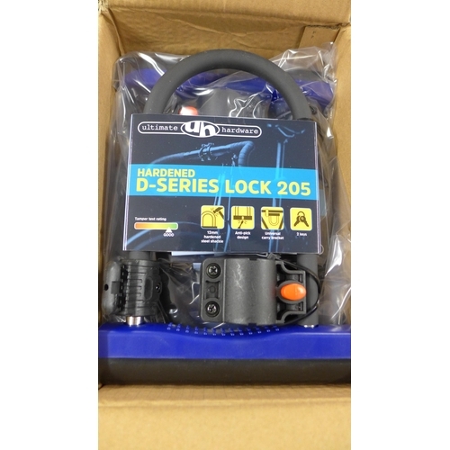 2071 - Ultimate Hardware hardened steel D-locks RRP £19.99 each - packaged and unused