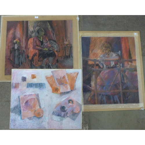 102 - Ruth Cockayne, quantity of unframed works, pastels and watercolours, various sizes