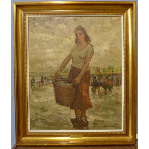 112 - Door Gevaert, Visservrouw de Oostende, oil on canvas, 65 x 53cms, framed