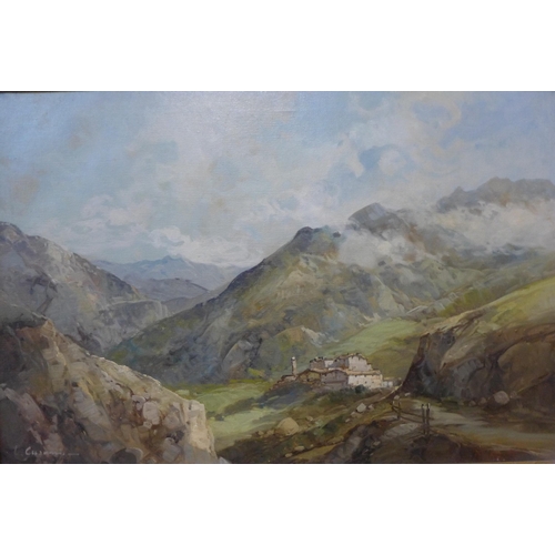 117 - L. Cusami (Italian), Alpine landscape, oil on canvas, 60 x 90cms, framed