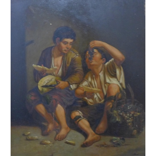 20 - Italian School (19th Century), pair of portraits depicting peasant boys and girls, oil on copper, 28... 