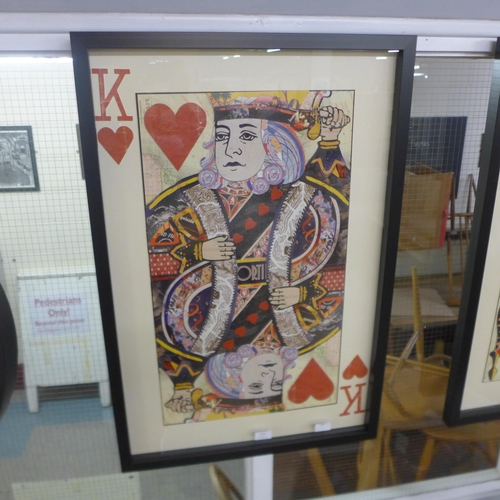 1326 - A framed and glazed King playing card collage print, 90 x 60cms (MP13747)   #