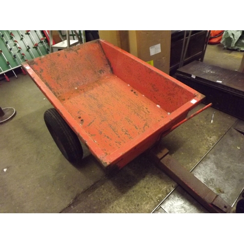 2074 - 2' x 3' Red metal trailer to fit ride on lawn mower or tractor