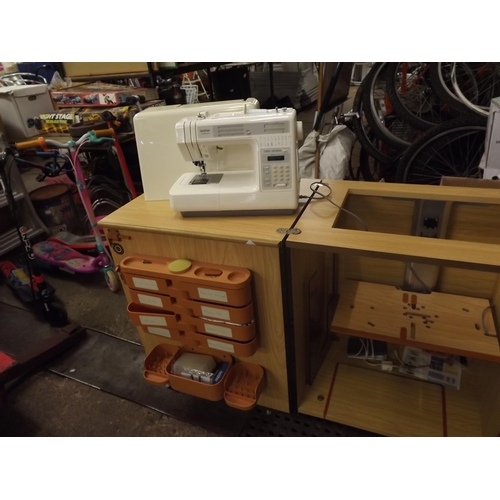 2081 - Brother sewing machine in wooden sewing cabinet