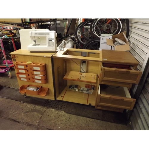 2081 - Brother sewing machine in wooden sewing cabinet